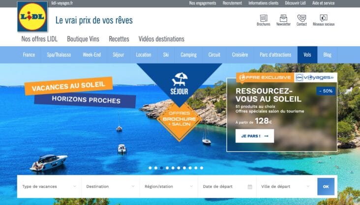 Le site Lidl Voyages